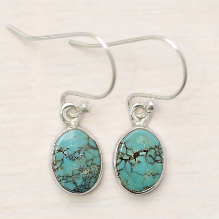 Tyrkys modrý náušnice stříbro  Ag 925 E595 - 1 cm