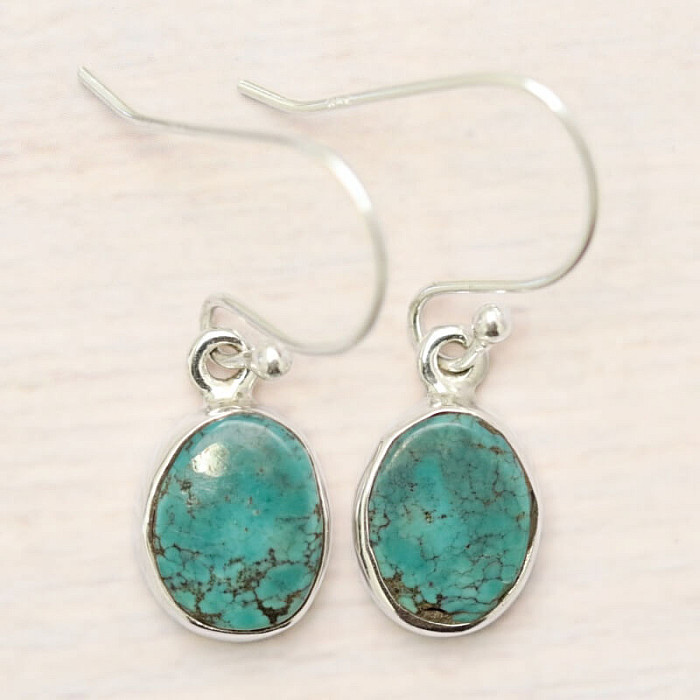 Tyrkys modrý náušnice stříbro  Ag 925 E605 - 1