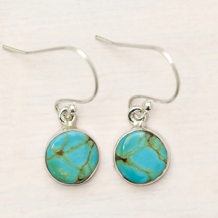 Tyrkys modrý náušnice stříbro  Ag 925 E607 - 0