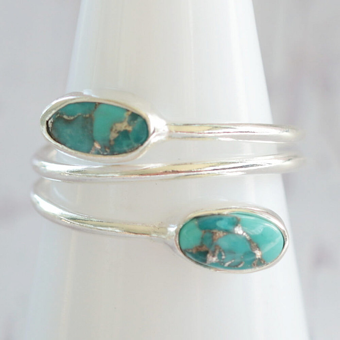 Tyrkys modrý prsten stříbro Ag 925 45933 - 57 mm (US 8)