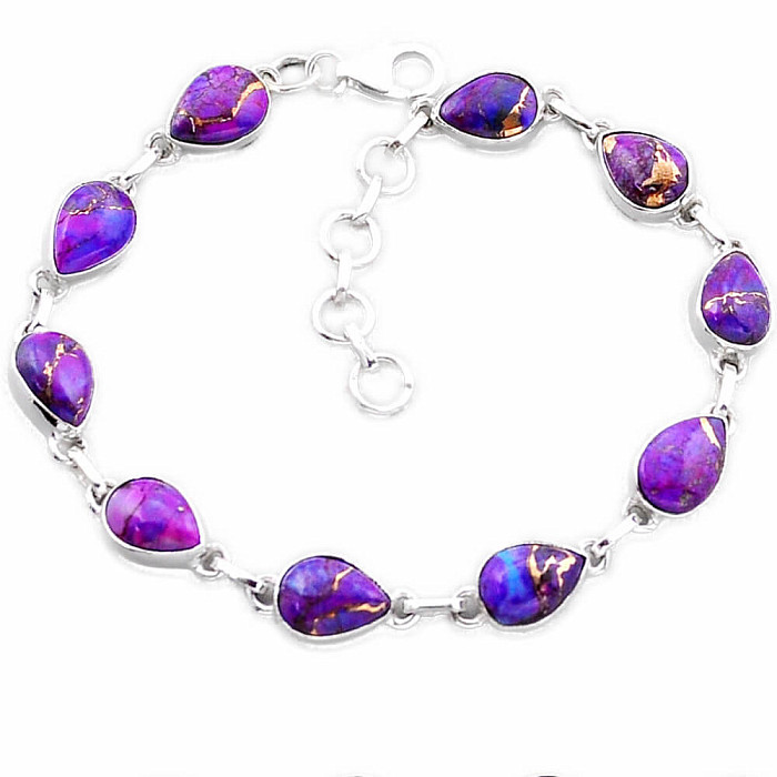 Tyrkys purpurový náramek stříbro Ag 925 51877 - 19 - 21