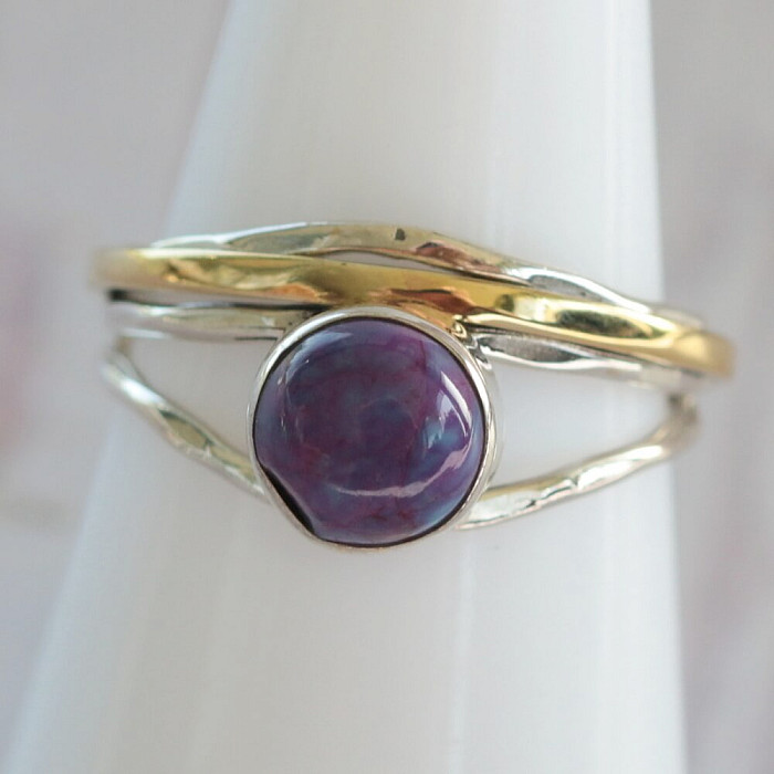 Tyrkys purpurový prsten pozlacené stříbro Ag 925 62323 - 55 mm (US 7