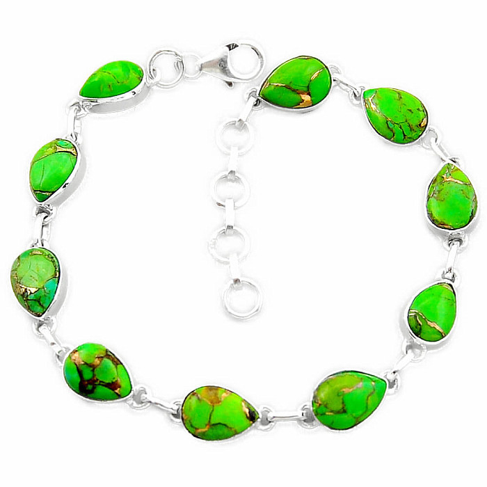 Tyrkys zelený náramek stříbro Ag 925 51868 - 19 - 21
