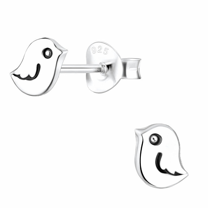 10755 Stříbrné náušnice pecky PTÁČEK - 5 mm
