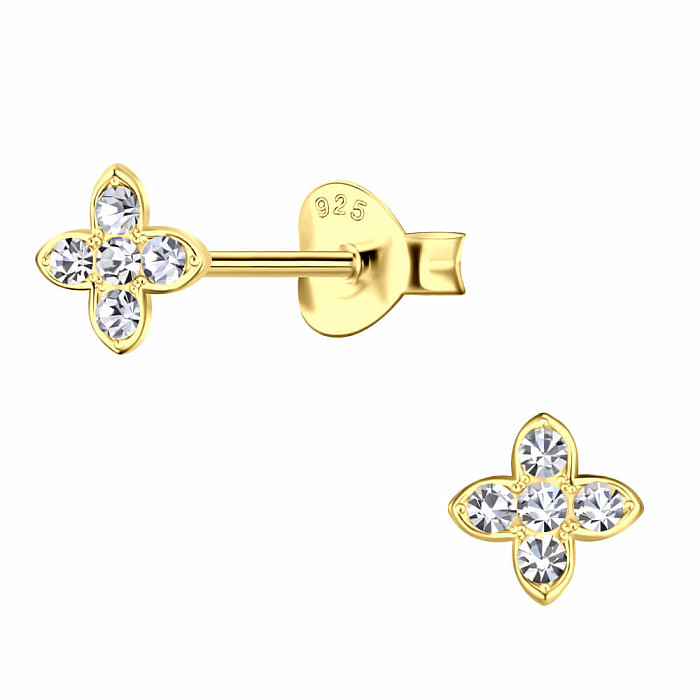 25123 Stříbrné náušnice pecky se zirkony ZIRKON FLOWER - 5 mm