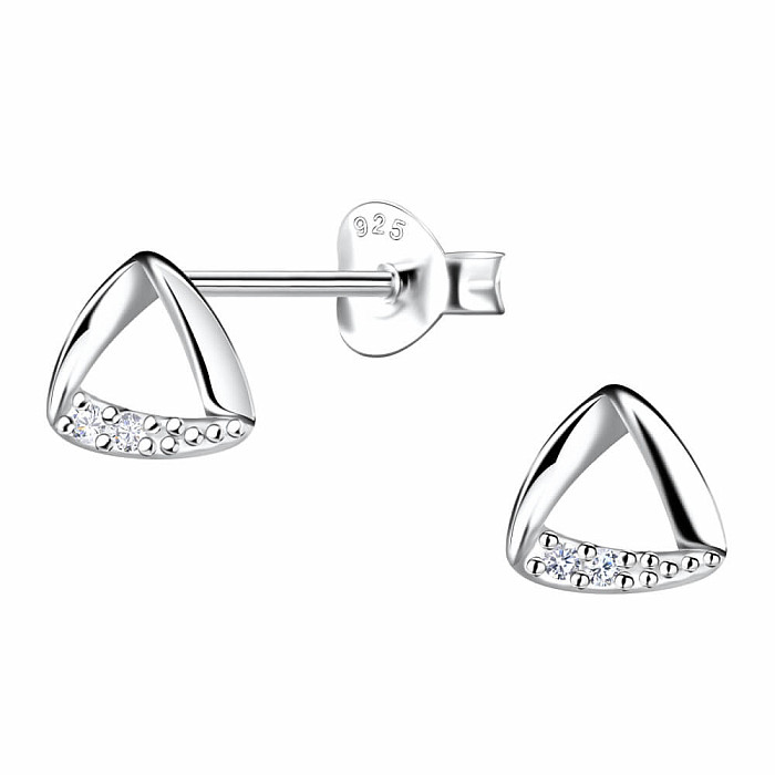 3235 Stříbrné náušnice pecky se zirkony GEOMETRY - 6 mm