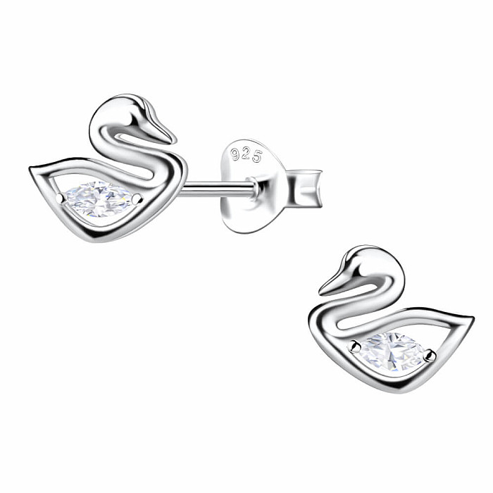 33580 Stříbrné náušnice pecky se zirkony LABUŤ - 7 mm