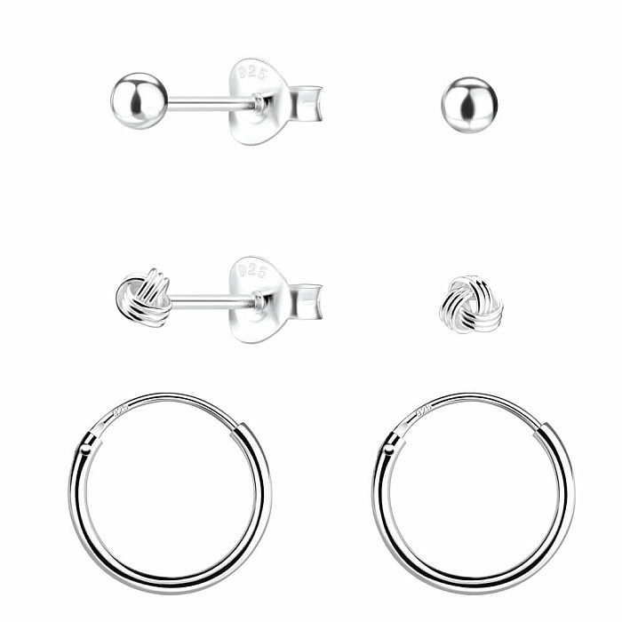 34047 Stříbrné náušnice pecky a kruhy základní set - 3 - 12 mm
