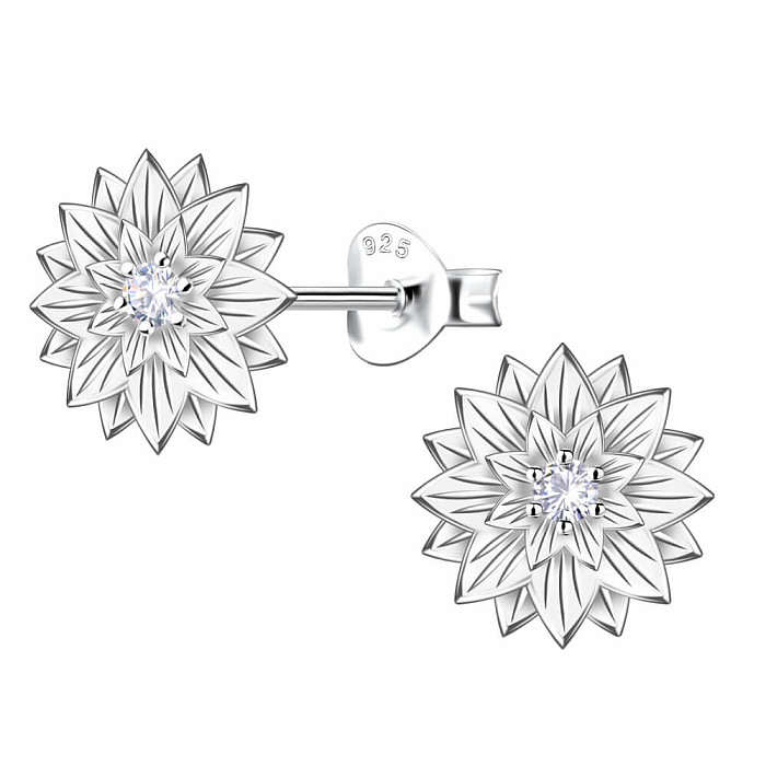 4366 Stříbrné náušnice pecky se zirkony DAHLIA - 10 mm