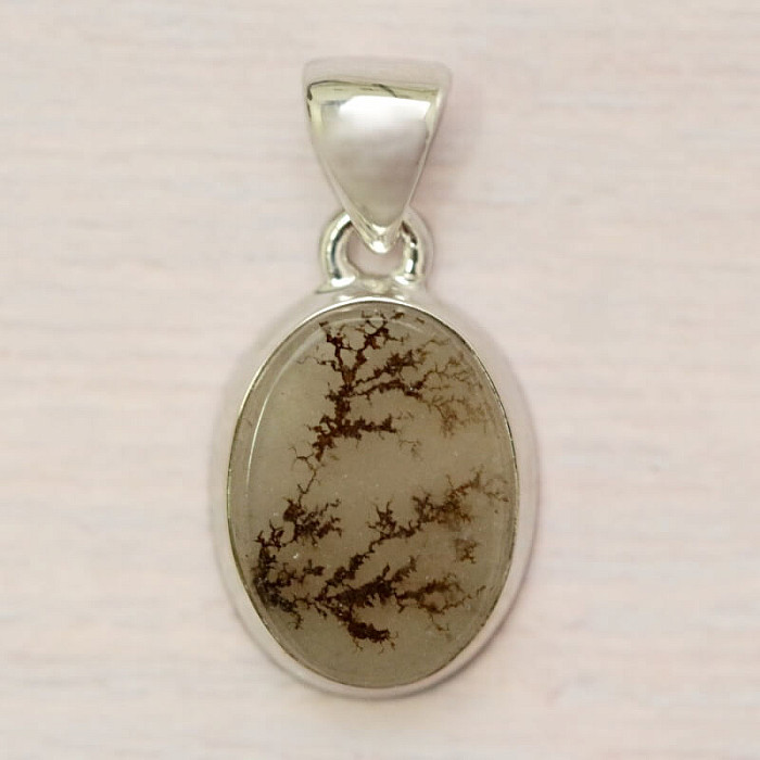 Achát dendritický přívěsek stříbro Ag 925 P3444 - 1