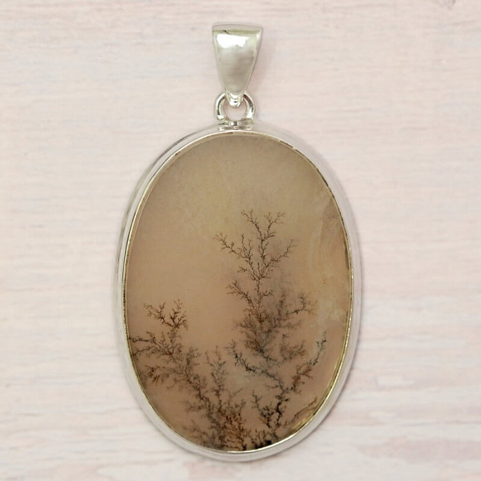 Achát dendritický přívěsek stříbro Ag 925 P3467 - 4 cm