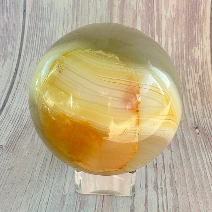 Achát šedý leštěný koule Madagaskar 11 - cca ø 6