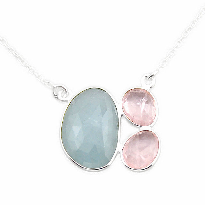 Akvamarín náhrdelník stříbro Ag 925 N3846 - 43 - 49 cm