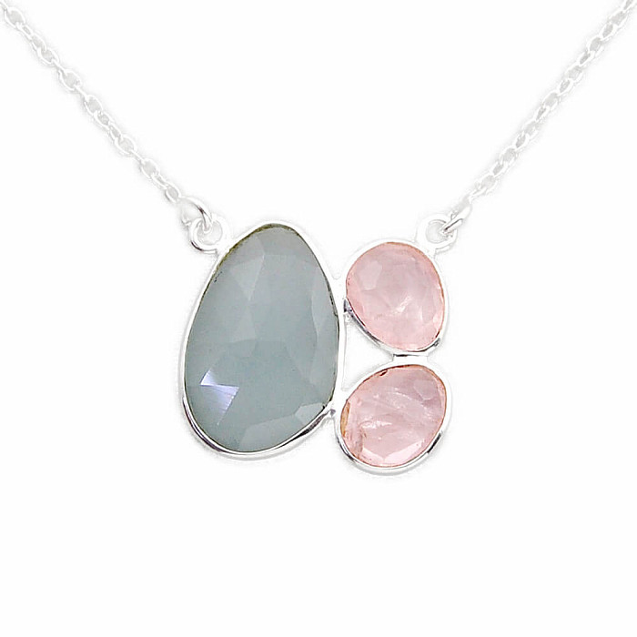 Akvamarín náhrdelník stříbro Ag 925 N5006 - 43 - 49 cm