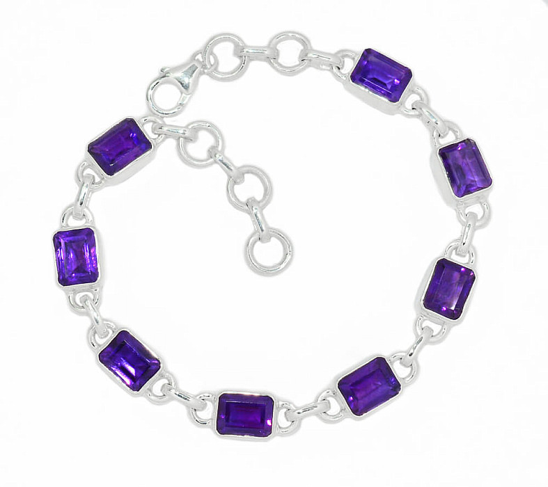 Ametyst broušený náramek stříbro Ag 925 B284 - 18