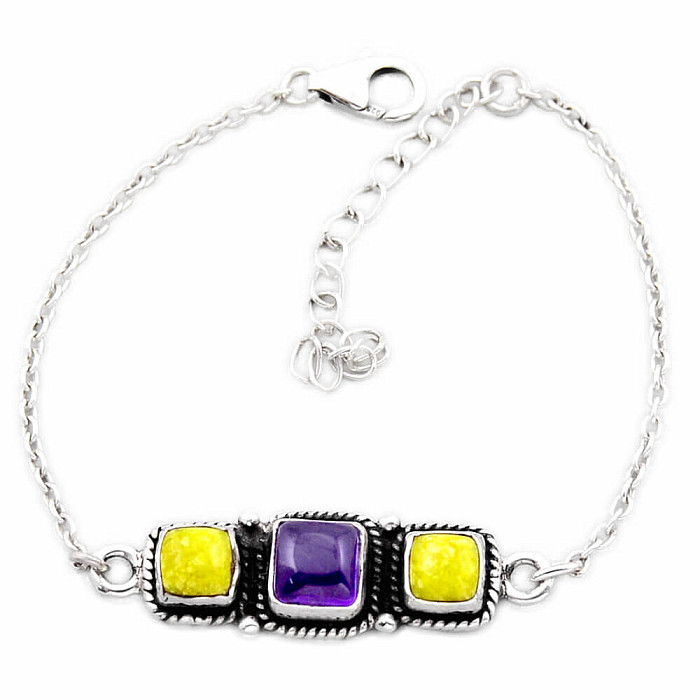 Ametyst náramek stříbro Ag 925 49179 - 16 - 21 cm