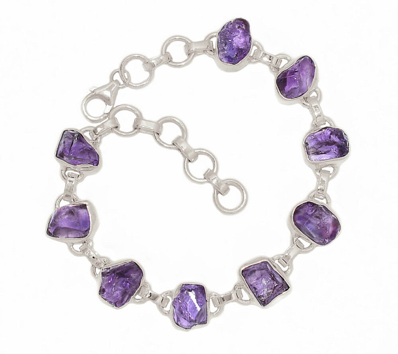 Ametyst surový náramek stříbro Ag 925 B20 - 17