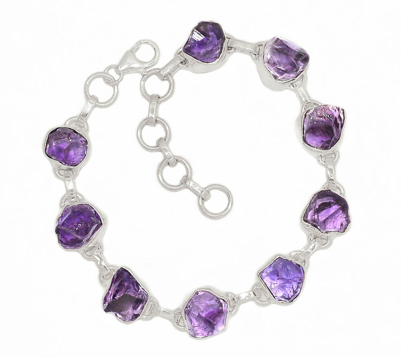 Ametyst surový náramek stříbro Ag 925 B23 - 18 - 21 cm