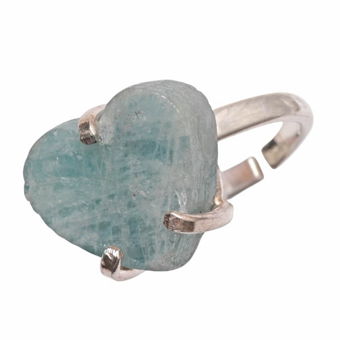 Be Beautiful Akvamarín srdce prsten 37 - od 50 mm (US 5)