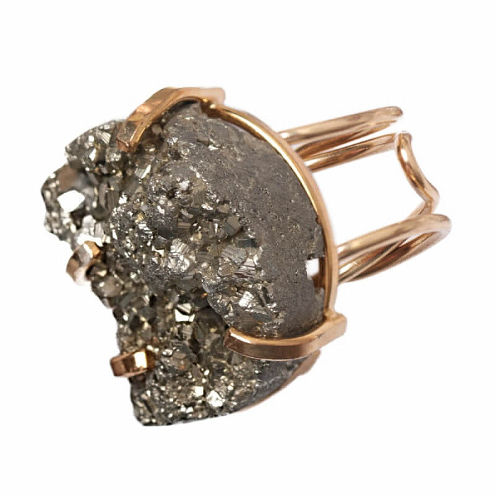 Be Beautiful Pyrit drúza prsten 33 - od 53 mm (US 6