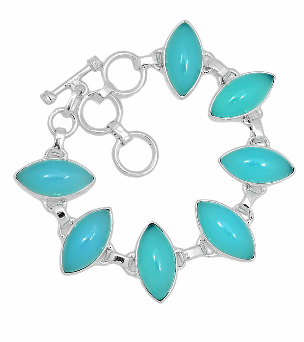 Chalcedon Paraiba náramek stříbro Ag 925 B14 - 16 - 19 cm