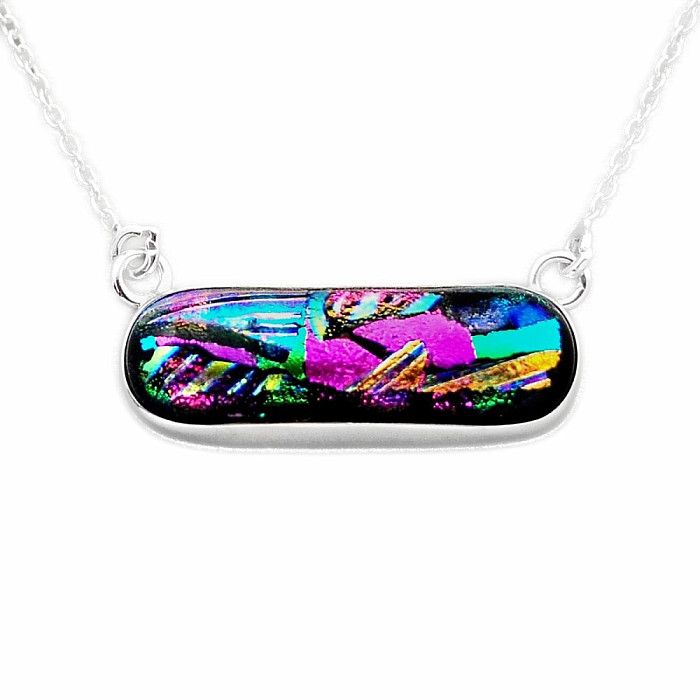 Dichroické sklo náhrdelník stříbro Ag 925 11736 - cca 41 - 45