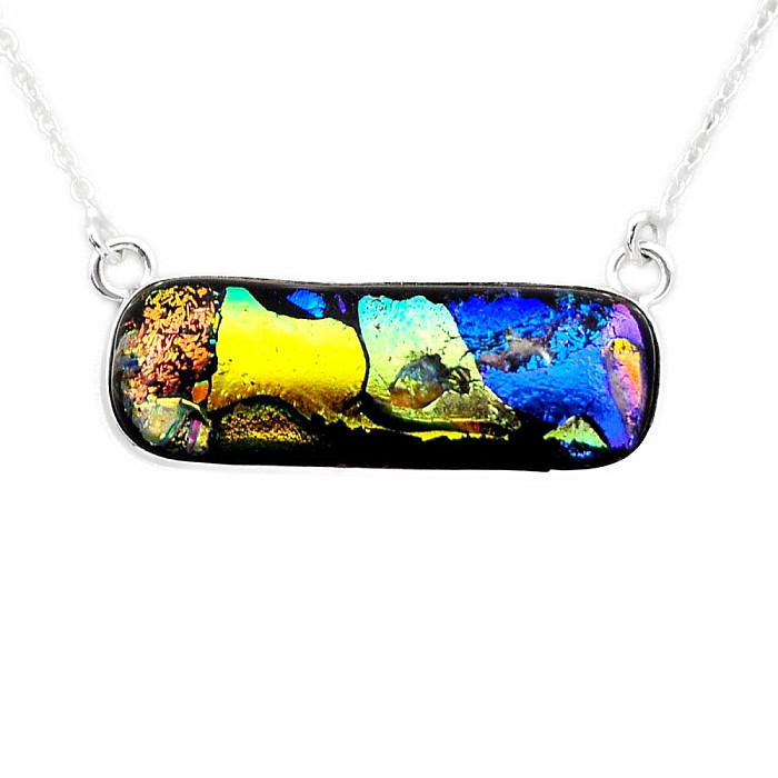 Dichroické sklo náhrdelník stříbro Ag 925 11737 - cca 41