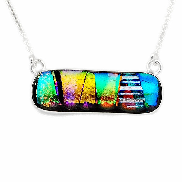 Dichroické sklo náhrdelník stříbro Ag 925 11740 - cca 41