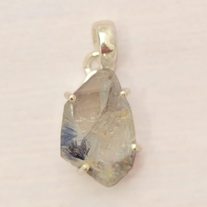Dumortierit s křemenem surový přívěsek stříbro Ag 925 45438 - 1