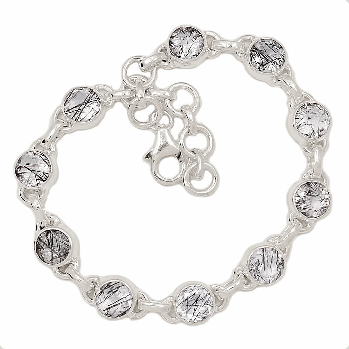 Křišťál s turmalínem náramek stříbro Ag 925 B29 - 16