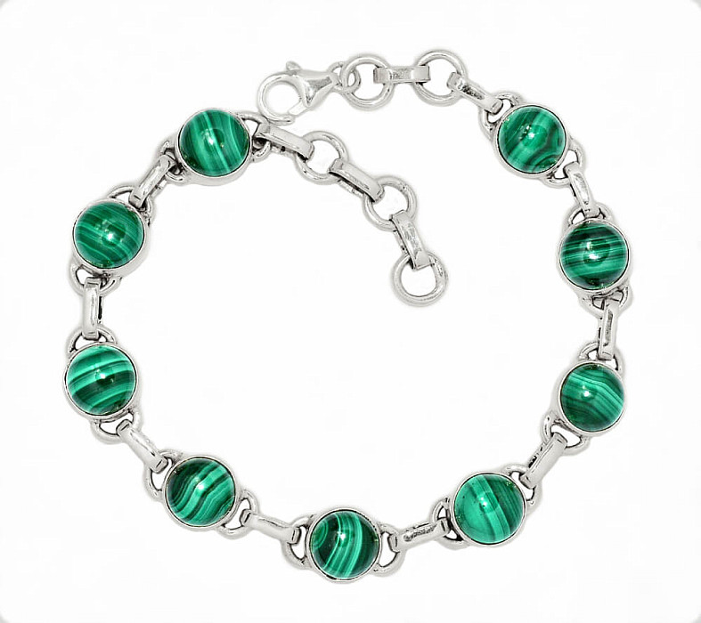 Malachit náramek stříbro Ag 925 B154 - 19