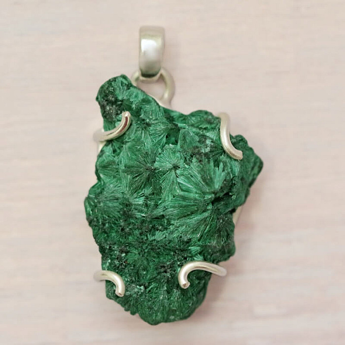 Malachit sametový surový přívěsek stříbro Ag 925 45435 - 3