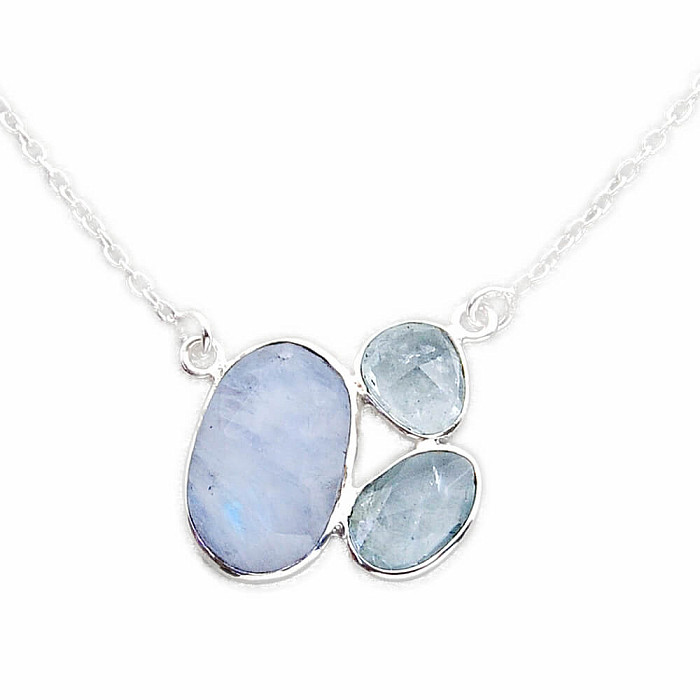 Měsíční kámen duhový náhrdelník stříbro Ag 925 N5007 - 43