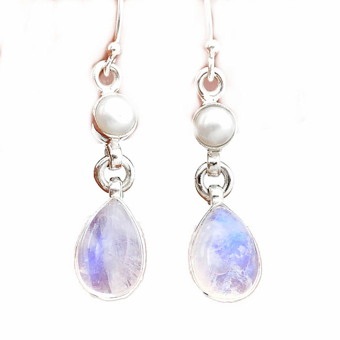 Měsíční kámen duhový náušnice stříbro Ag 925 42669 - 2