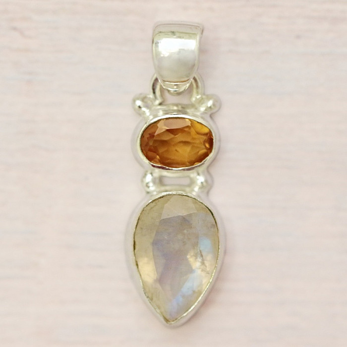 Měsíční kámen duhový přívěsek stříbro Ag 925 N8982 - 2