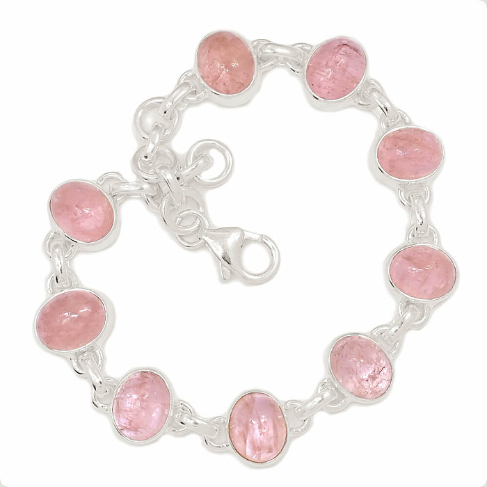 Morganit náramek stříbro Ag 925 B14 - 20 - 21 cm