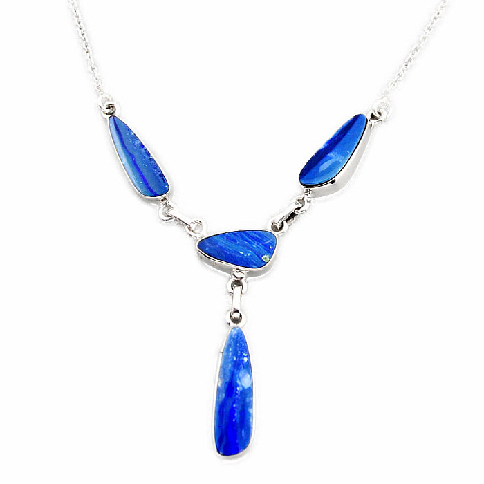 Opál australský dublet náhrdelník stříbro Ag 925 10384 - 49 - 53 cm