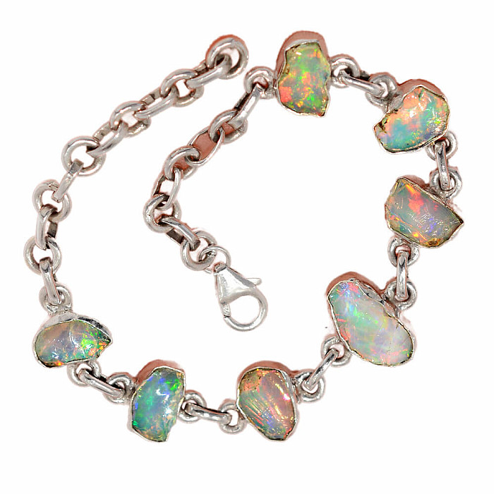 Opál etiopský surový náramek stříbro Ag 925 B100 - 16