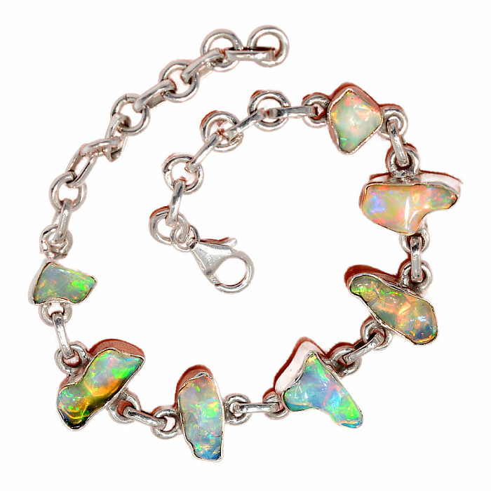 Opál etiopský surový náramek stříbro Ag 925 B103 - 16 - 20 cm