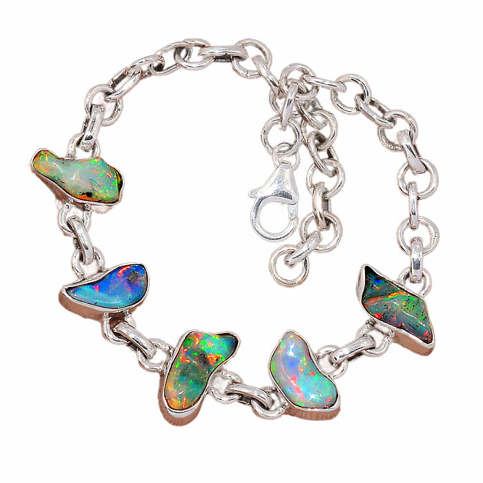 Opál etiopský surový náramek stříbro Ag 925 B24 - 15