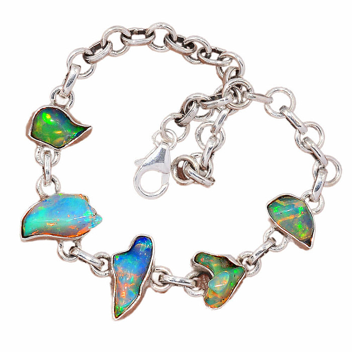 Opál etiopský surový náramek stříbro Ag 925 B31 - 15