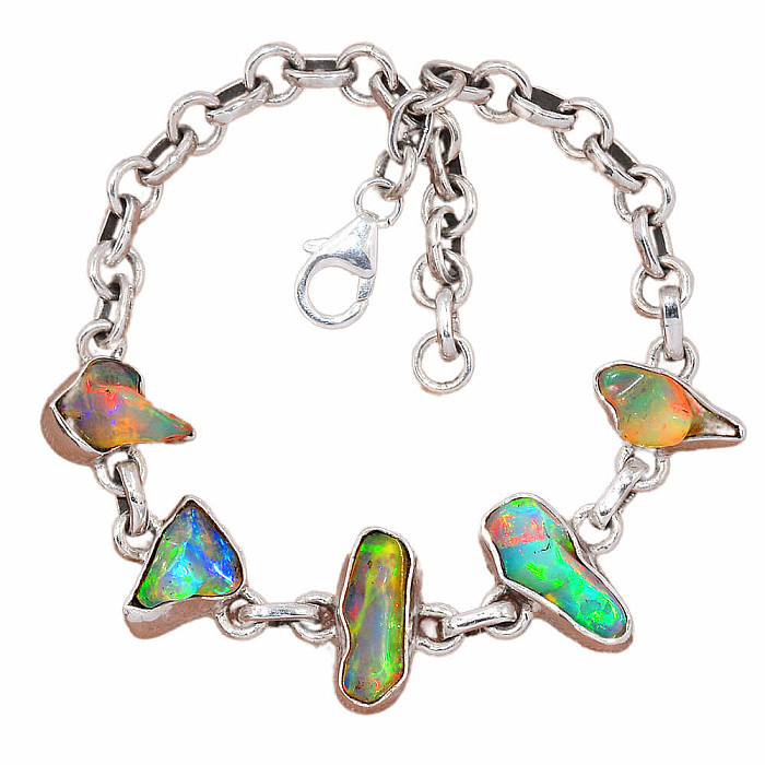 Opál etiopský surový náramek stříbro Ag 925 B32 - 15