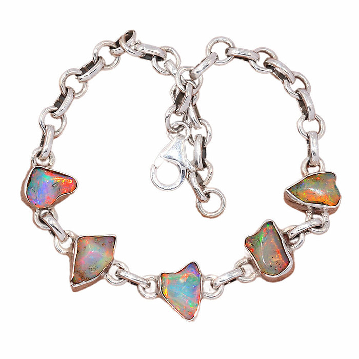 Opál etiopský surový náramek stříbro Ag 925 B35 - 15