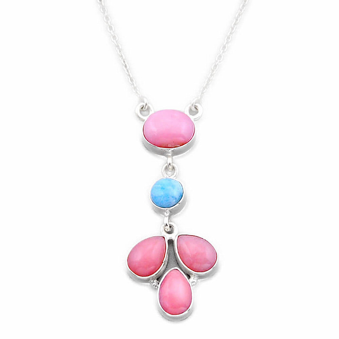 Opál růžový náhrdelník stříbro Ag 925 49096 - cca 40