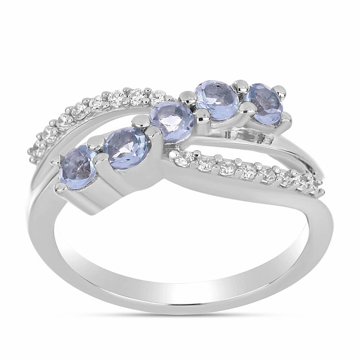 Prsten stříbrný s Blue Sky topazem a zirkony Ag 925 026296 BT - 57 mm (US 8)