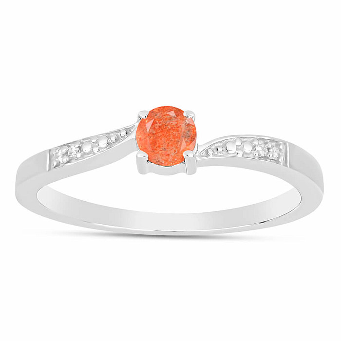 Prsten stříbrný se slunečním kamenem a zirkony Ag 925 015992 SUS - 52 mm (US 6)