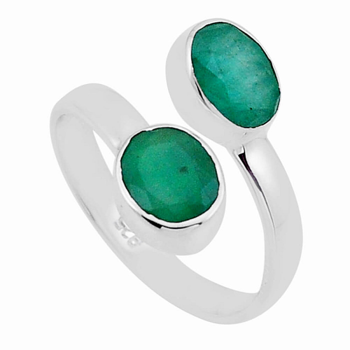Smaragd indický - upravený prsten stříbro Ag 925 49574 - 57 mm (US 8)