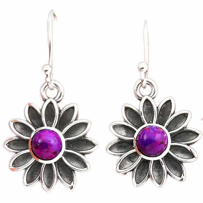 Tyrkys purpurový náušnice stříbro Ag 925 38853 - 1