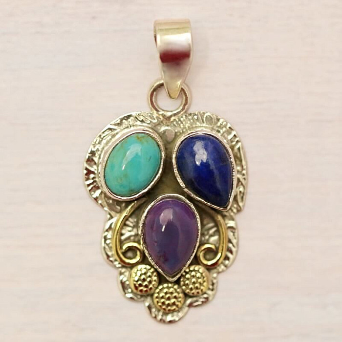 Tyrkys purpurový přívěsek stříbro Ag 925 25566 - 2