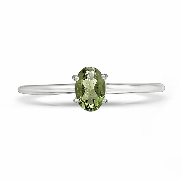 Vltavín broušený prsten stříbro Ag 925 RBC309 - 59 mm (US 9)